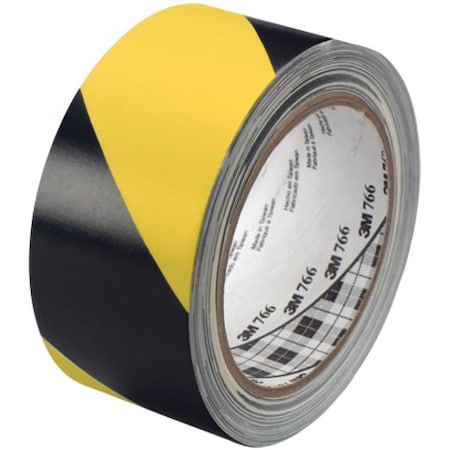 3M Striped Vinyl Tape, 5.0 Mil, 2"x36 yds., Blk/Yel, PK24 T967766